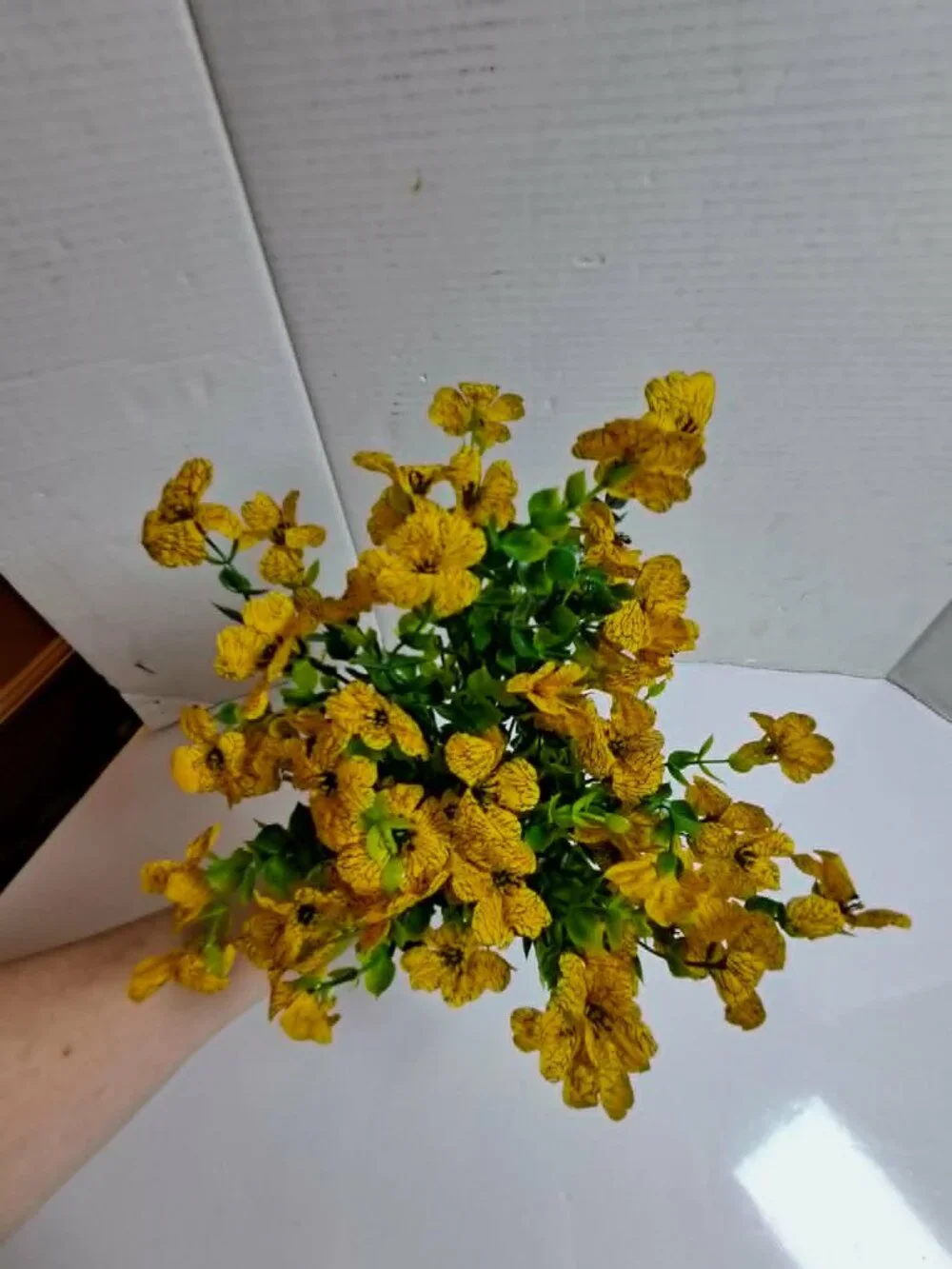 3 Bundles Artificial Yellow Flowers Green Leaves Floral Home Decor